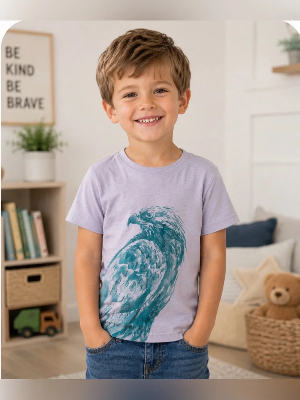 Tea collection Light Purple Grey, Eagle Hawk Graphic Tee